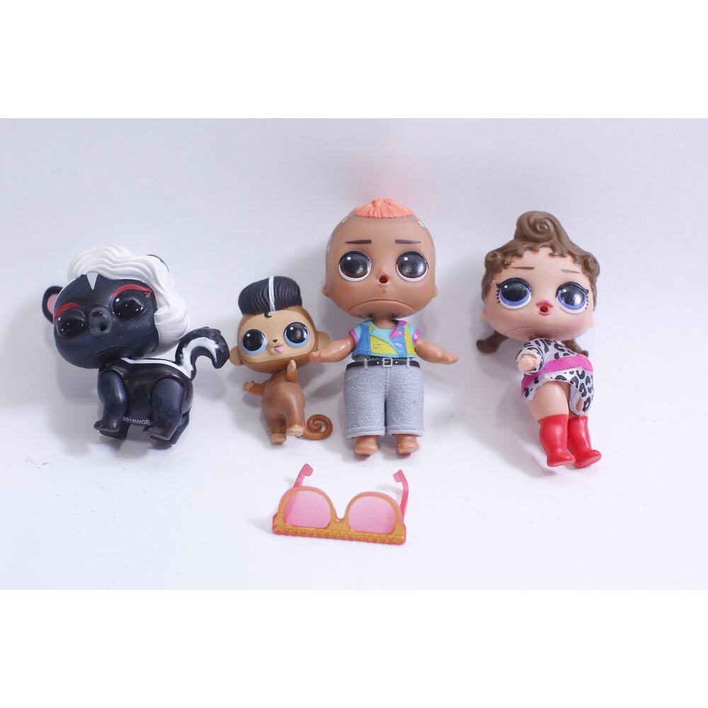 LOL Surprise, Miniature Dolls, Skunk, Monkey, Glitch, Baby Girl, Toy Set